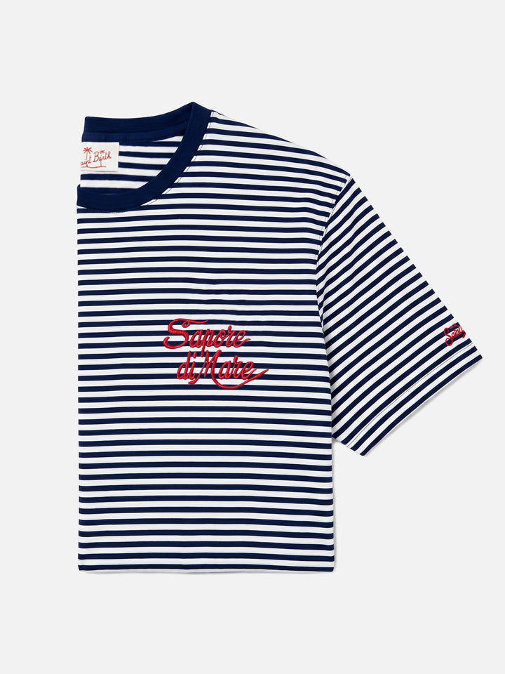 Blue striped Portofino t-shirt with Sapore di Mare embroidery | Special Edition