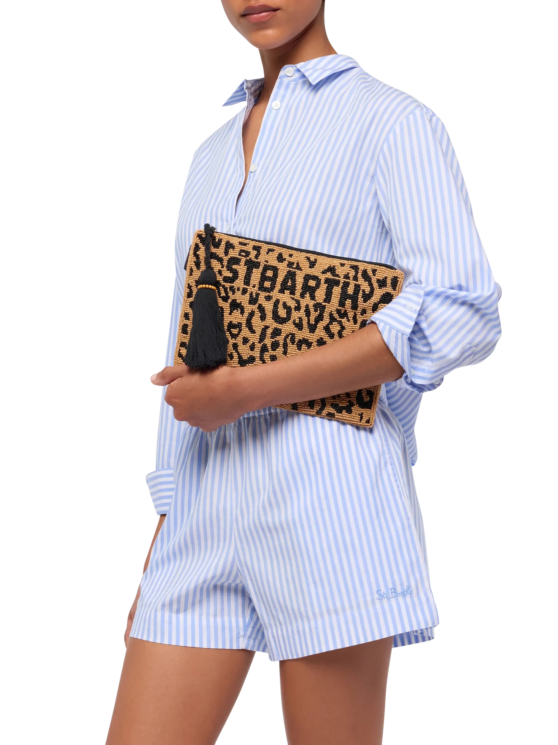 Pearl Pouch with animalier beaded pattern - MC2 Saint Barth