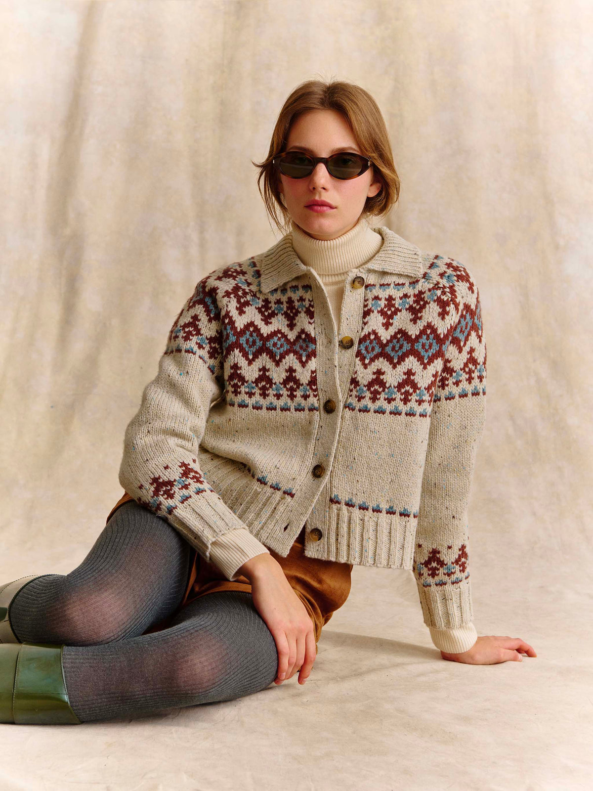 Cárdigan Patty de mezcla de lana Donegal con motivo Fair Isle 