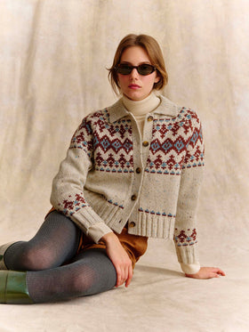 Cárdigan Patty de mezcla de lana Donegal con motivo Fair Isle 