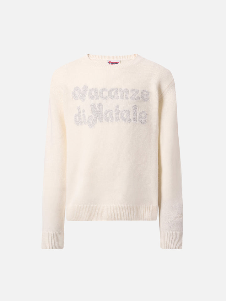 Princess cashmere-blend sweater with Vacanze di Natale lurex jacquard | VACANZE DI NATALE