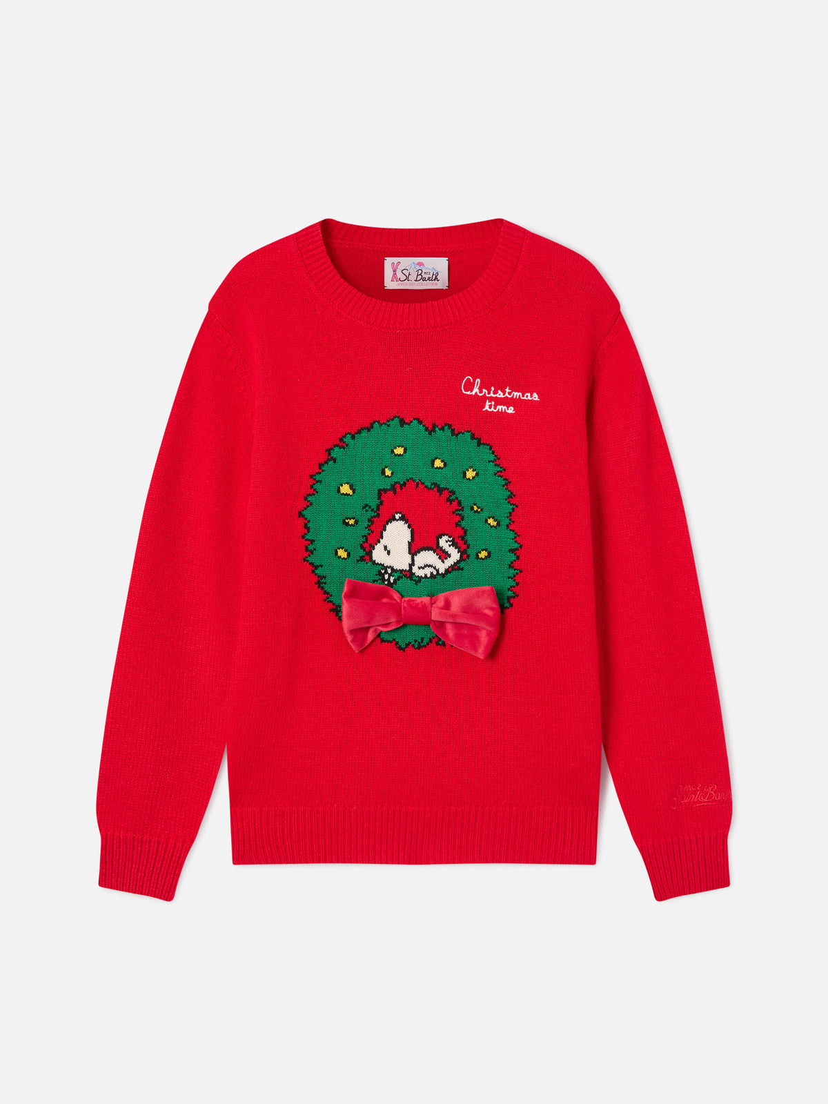 Pull col rond en maille Red Princess avec patch Snoopy | Special edition 