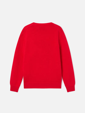 Pull col rond en maille Red Princess avec patch Snoopy | Special edition 
