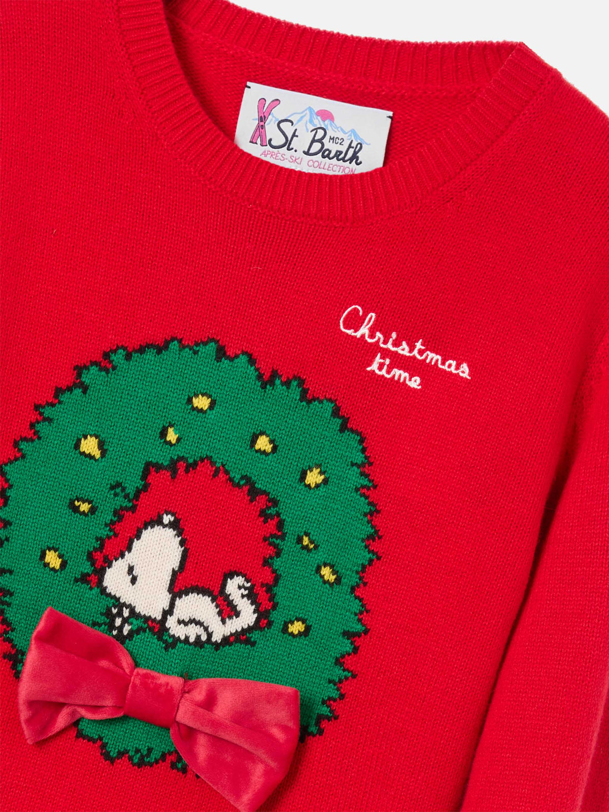 Pull col rond en maille Red Princess avec patch Snoopy | Special edition 
