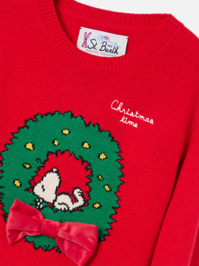 Pull col rond en maille Red Princess avec patch Snoopy | Special edition 