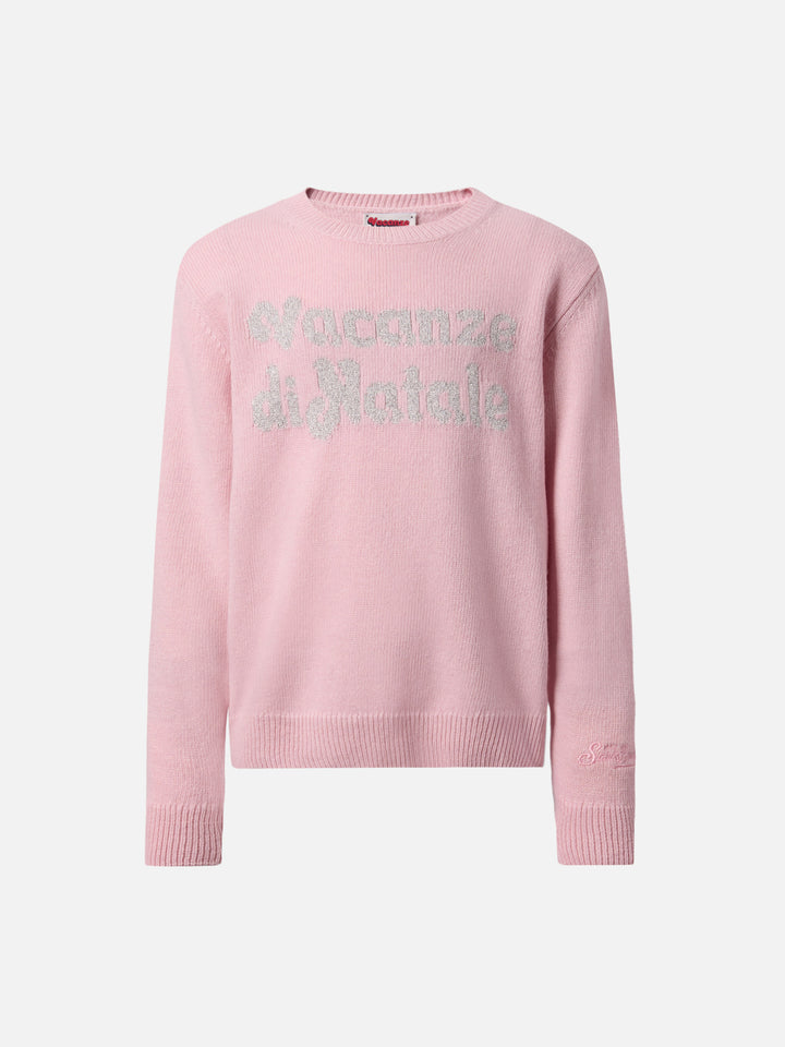 Princess cashmere-blend sweater with Vacanze di Natale lurex jacquard | VACANZE DI NATALE