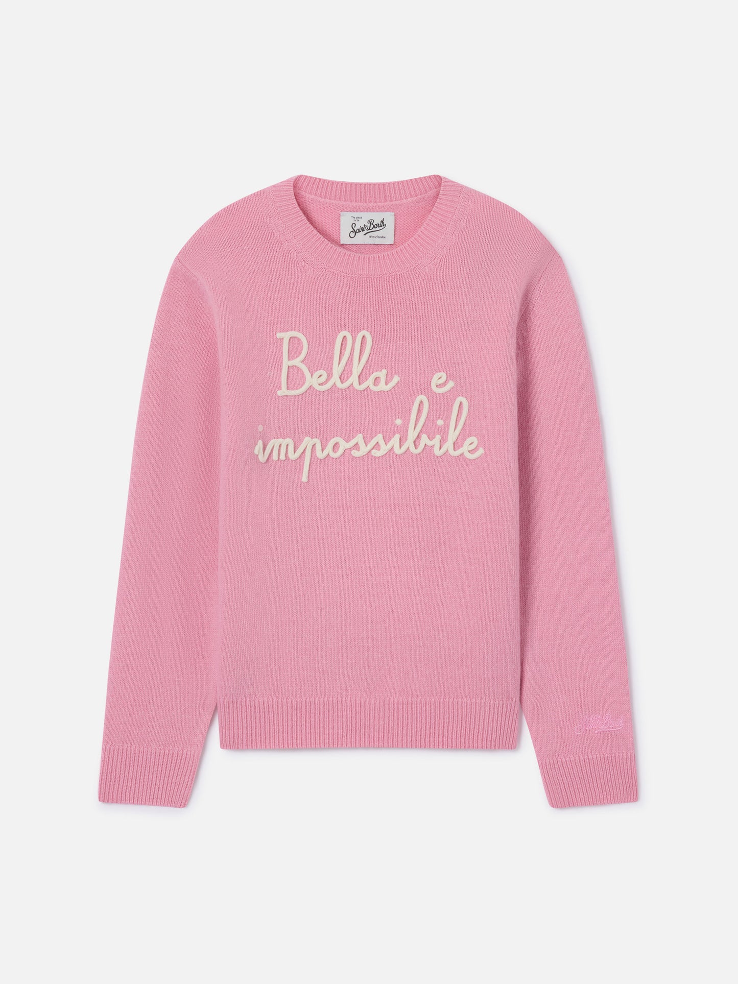 Prinzessinnen-Rundhalspullover in Rosa mit Bella Impossibile-Stickerei 