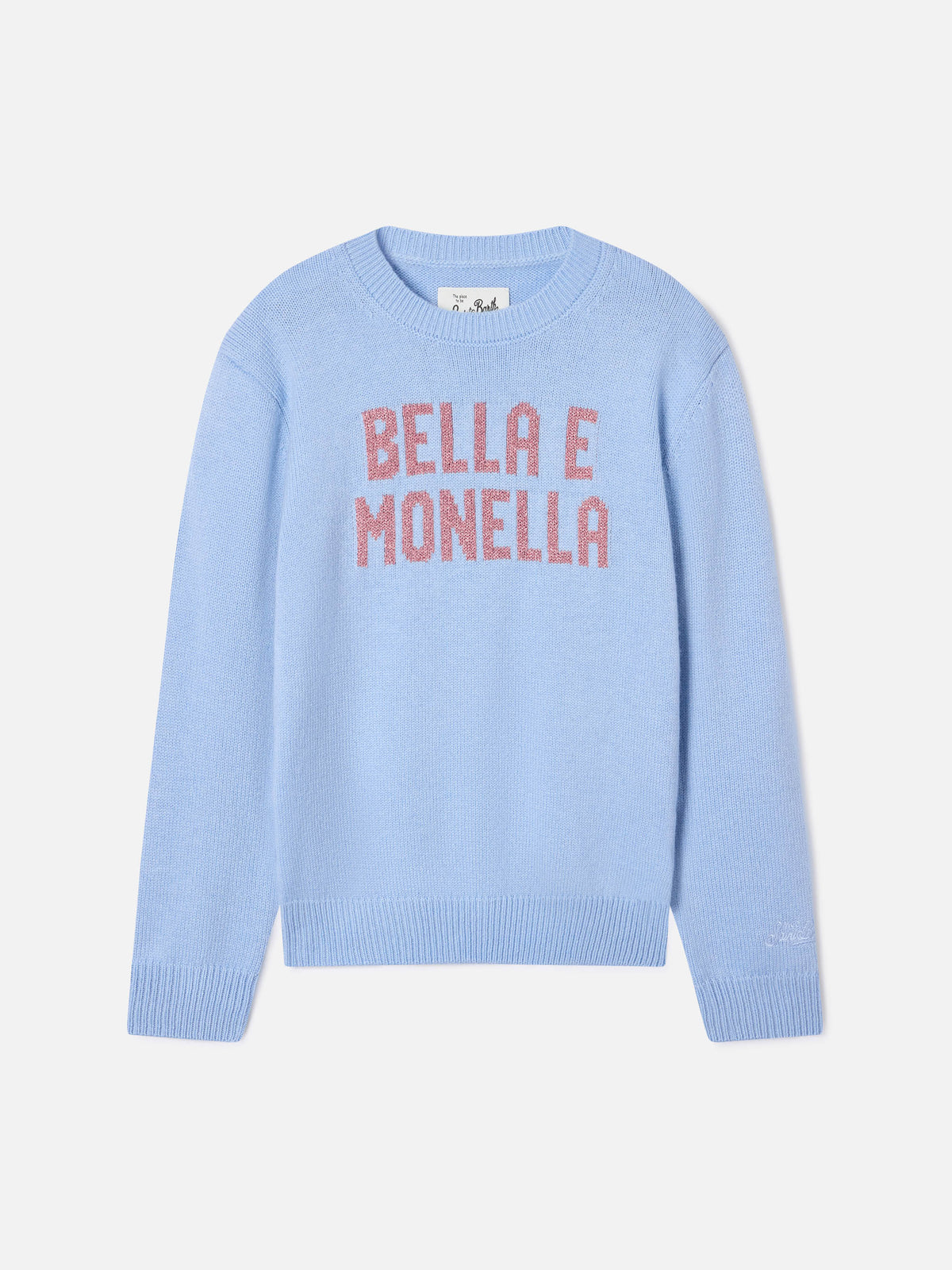 Maglia girocollo Princess azzurra con intarsio lurex Bella E Monella