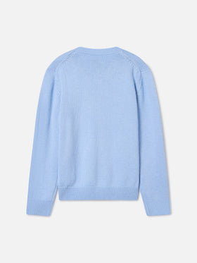 Maglia girocollo Princess azzurra con intarsio lurex Bella E Monella