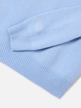 Maglia girocollo Princess azzurra con intarsio lurex Bella E Monella