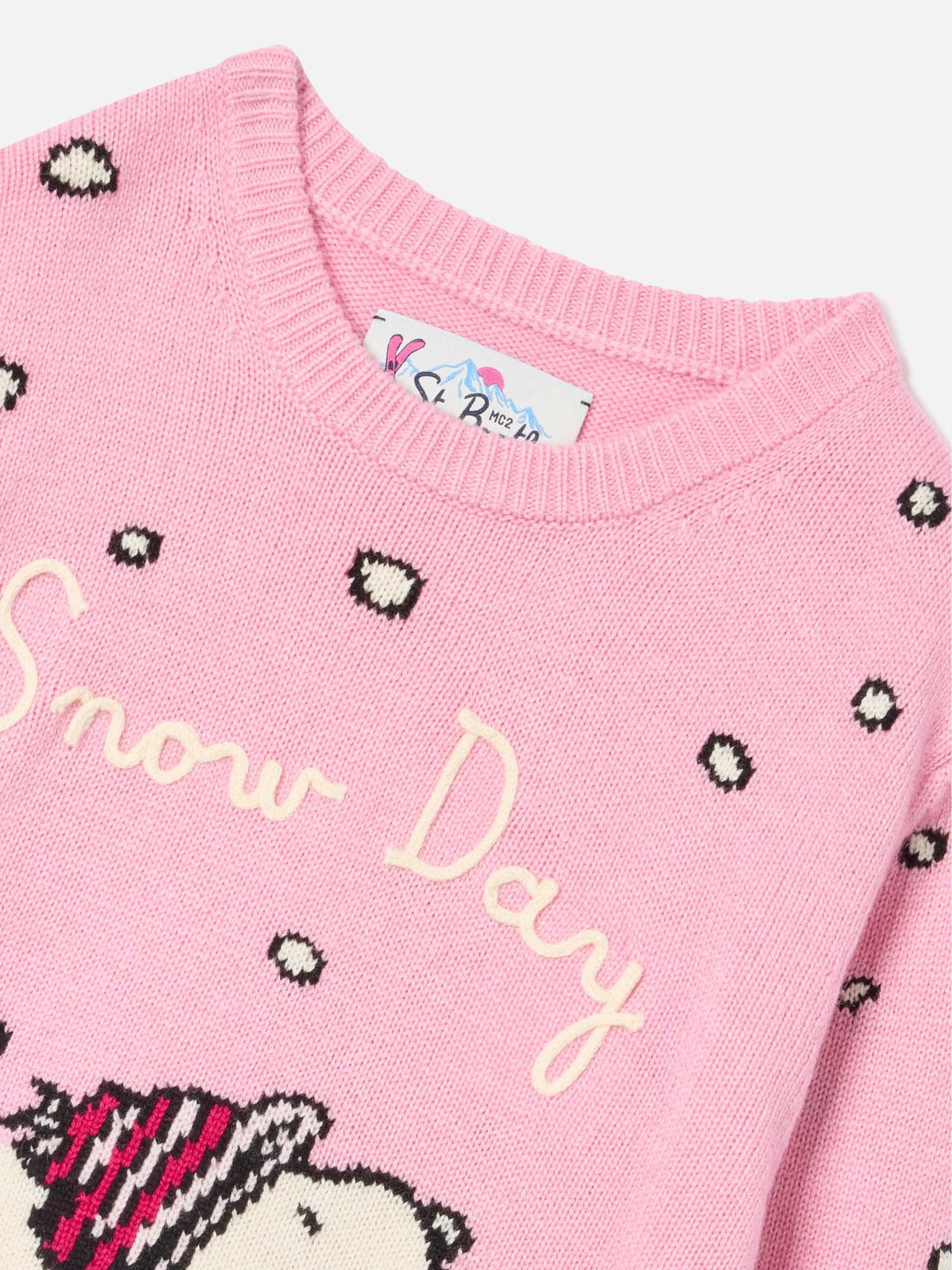 Maglia girocollo Princess rosa con intarsio e ricamo Snoopy | Special edition