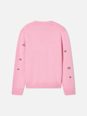 Maglia girocollo Princess rosa con intarsio e ricamo Snoopy | Special edition