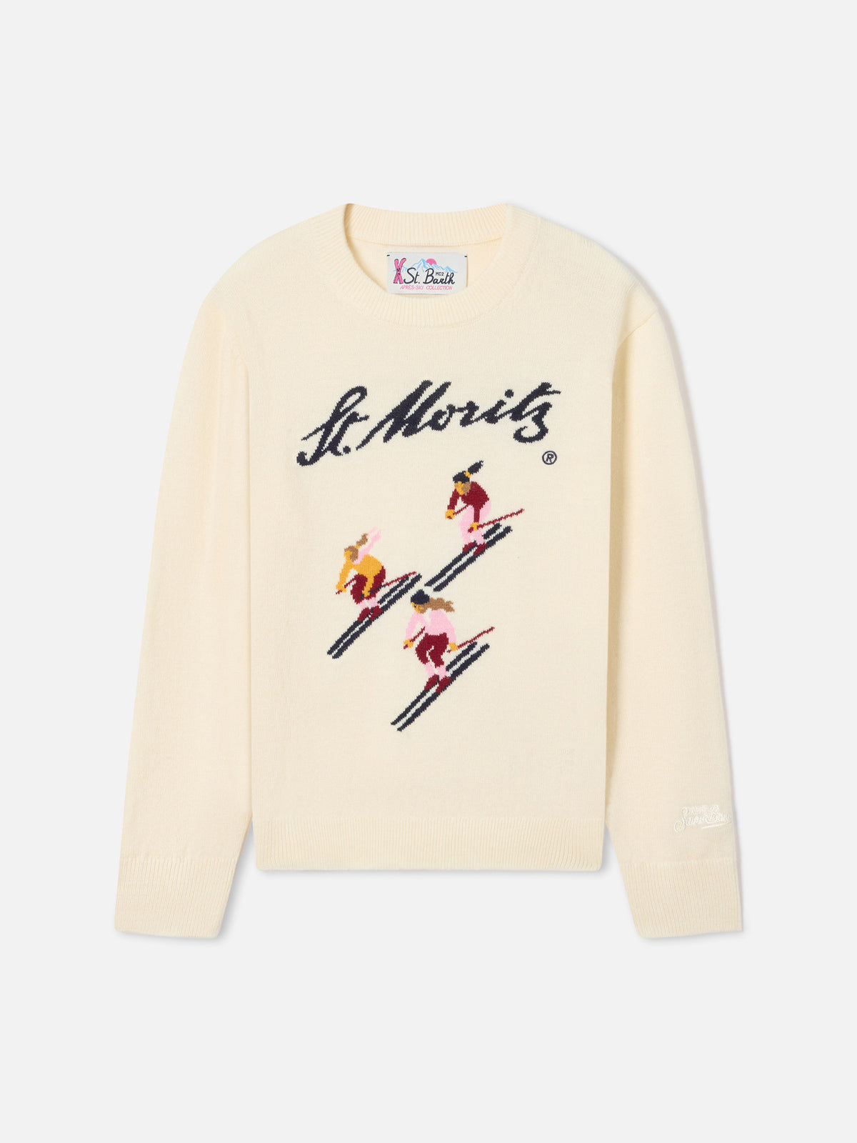 Maglia girocollo Princess panna con intarsio St. Moritz | Special edition
