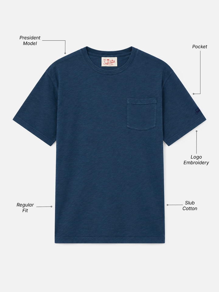 T-shirt President in cotone fiammato blu navy