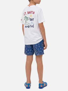 Portland Jr T-Shirt mit Habitué-Stickerei auf der Vorder- und Rückseite 
