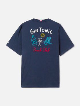 Blue Portland t-shirt with Gin Tonic Beach Club front/back embroidery