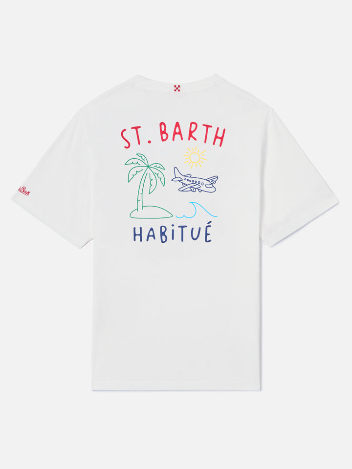 White Portland t-shirt with St. Barth Habitué embroidery