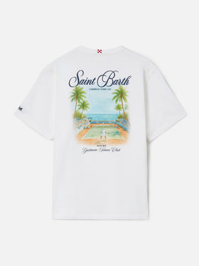 White Portland t-shirt with Caribbean Tennis Cup print