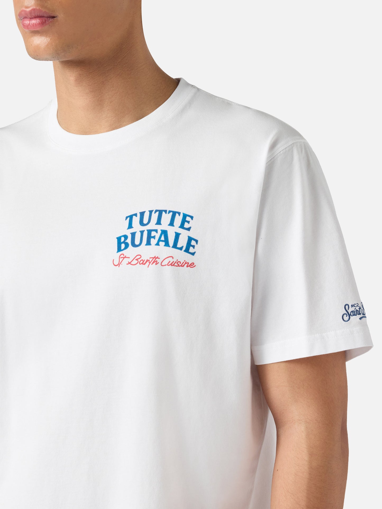 T-shirt Portland bianca con stampa Tutte Bufale