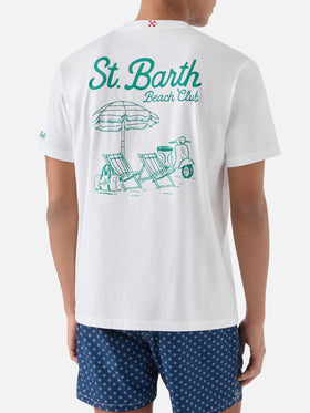 White Portland t-shirt with St. Barth Beach Club embroidery