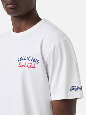 White Portland t-shirt with Bollicine Beach Club embroidery