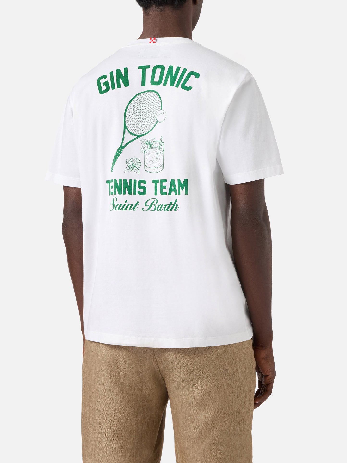 T-shirt Portland bianca con illustrazione Gin Tonic Tennis Team