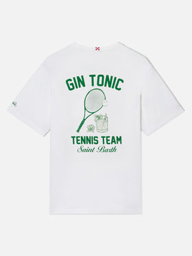 T-shirt Portland bianca con illustrazione Gin Tonic Tennis Team