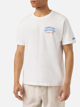 Cream Portland t-shirt with Espresso Macchiato print