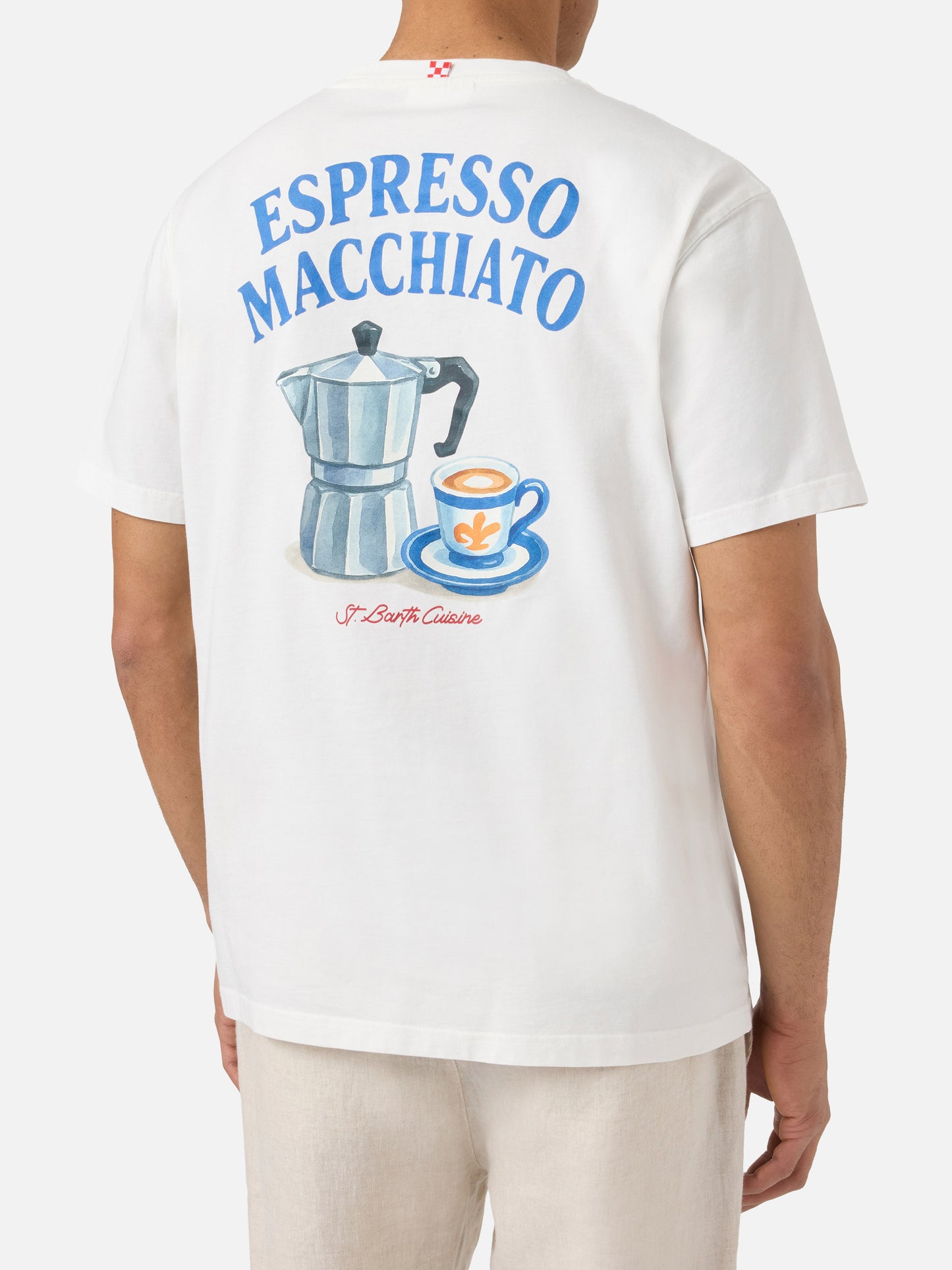 Cream Portland t-shirt with Espresso Macchiato print