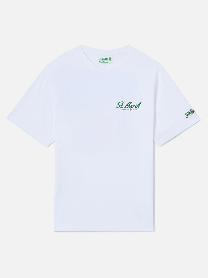 White Portland t-shirt with Snoopy Tennis Court illustration | Special Edition