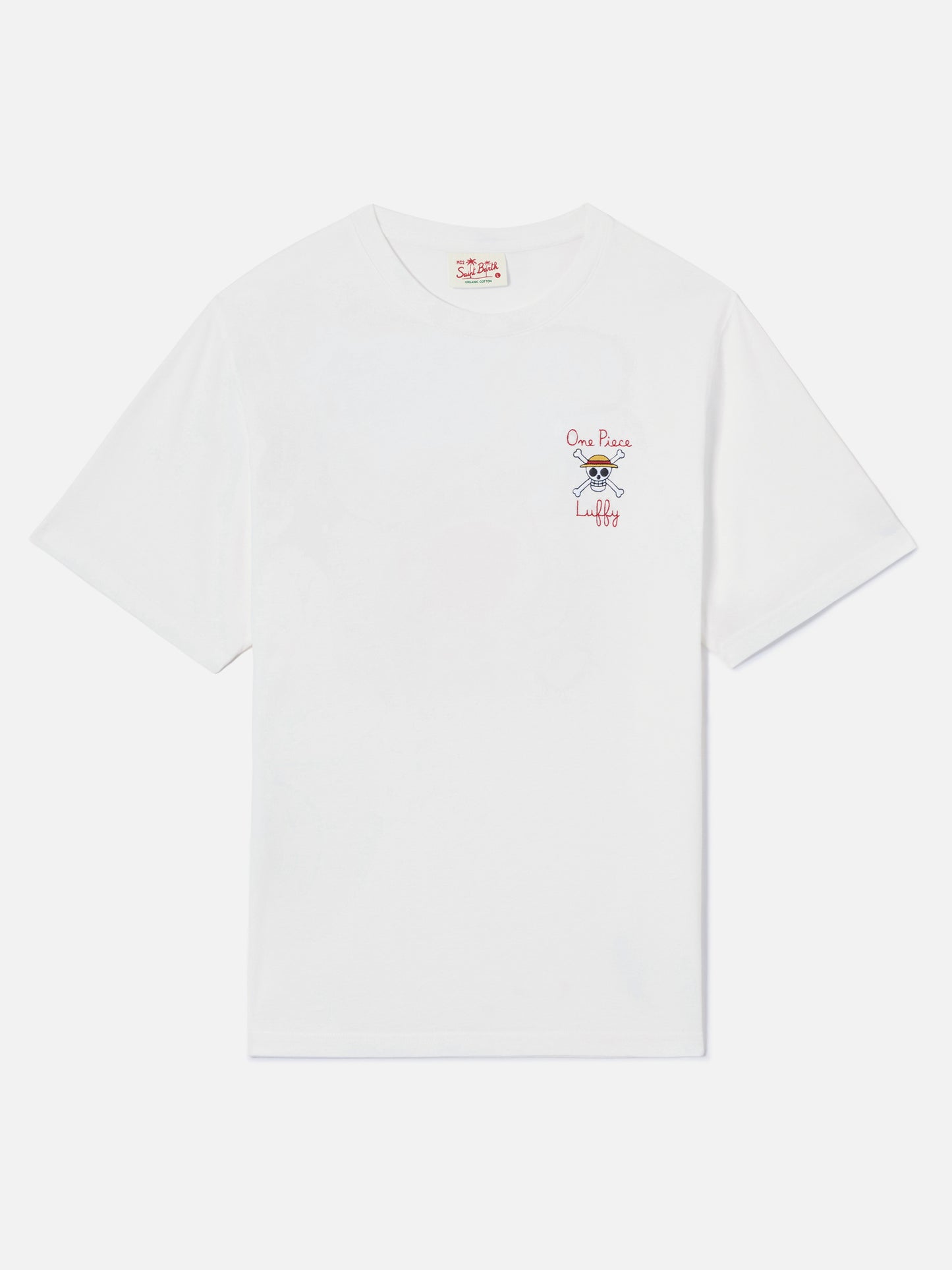 White Portland t-shirt with One Piece Luffy embroidery | Special Edition