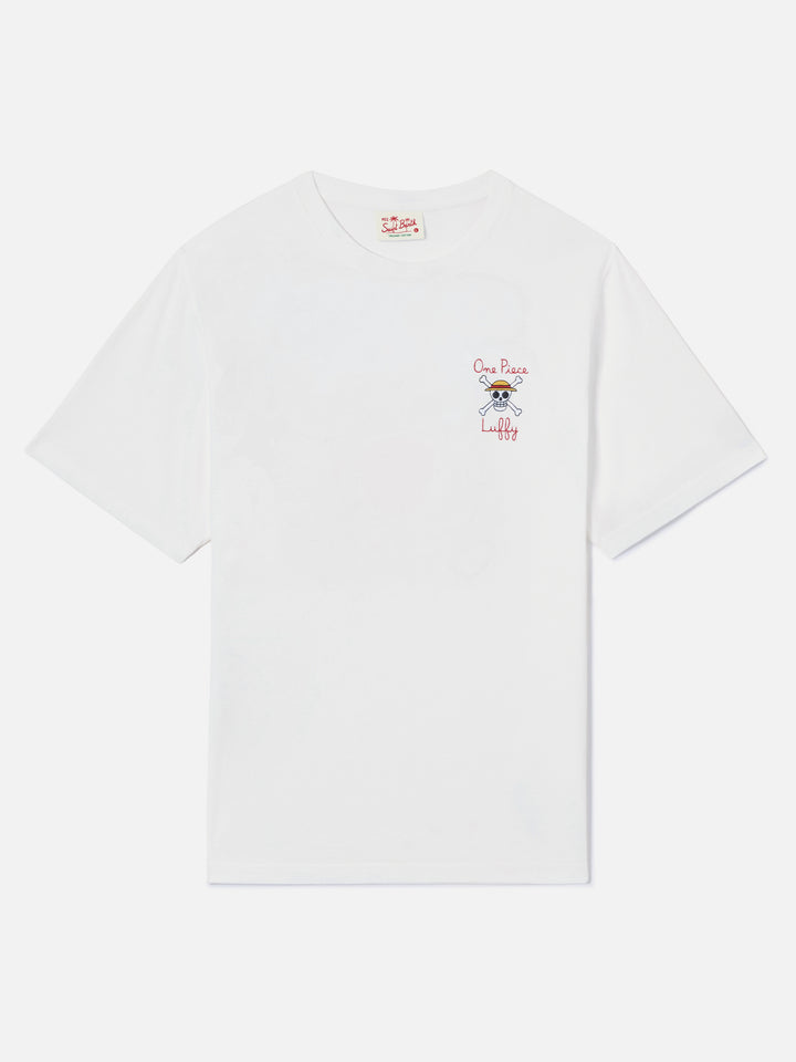 White Portland t-shirt with One Piece Luffy embroidery | Special Edition