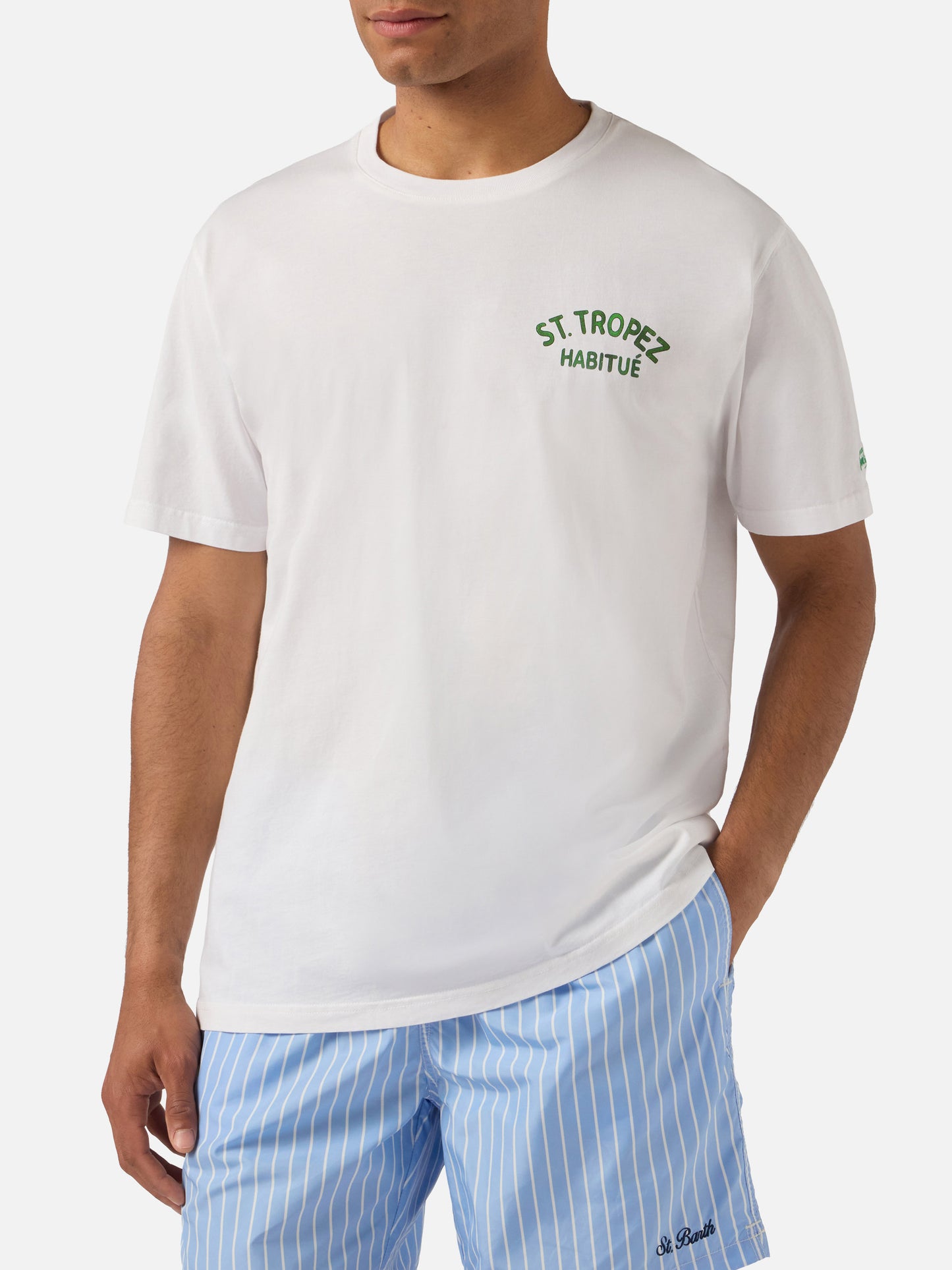 White Portland t-shirt with St. Tropez Habitué print | Special Edition