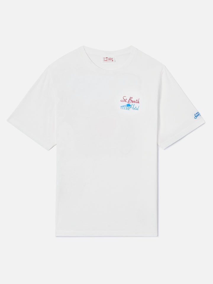 Cream Portland t-shirt with St. Barth Hotel print