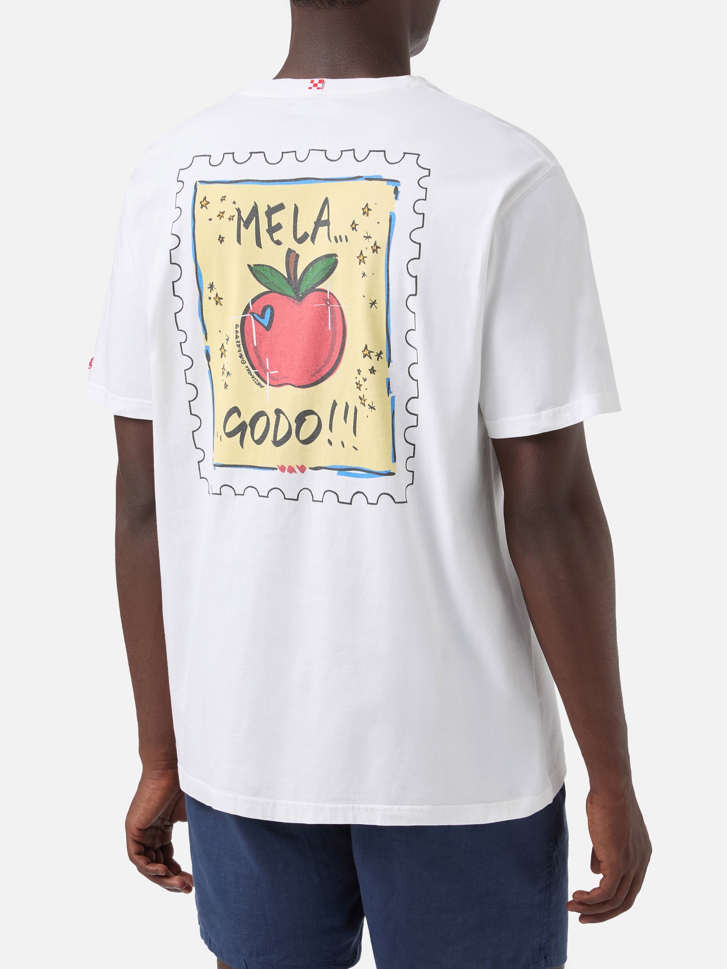 T-shirt Portland bianca con illustrazione Mela Godo