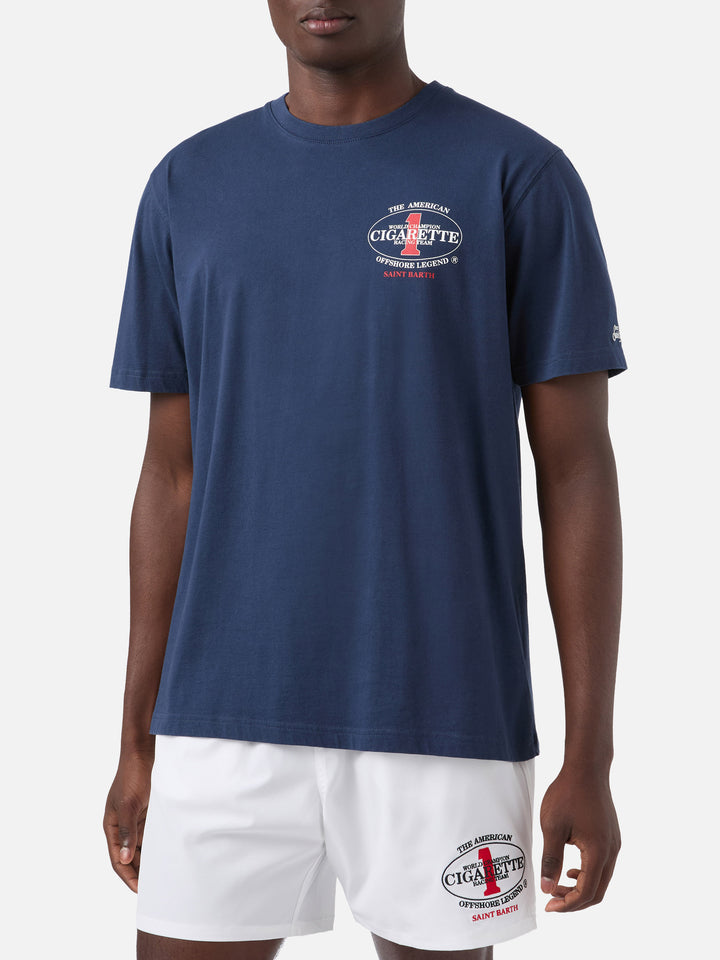 Blue Portland t-shirt with Cigarette Racing print | Special Edition