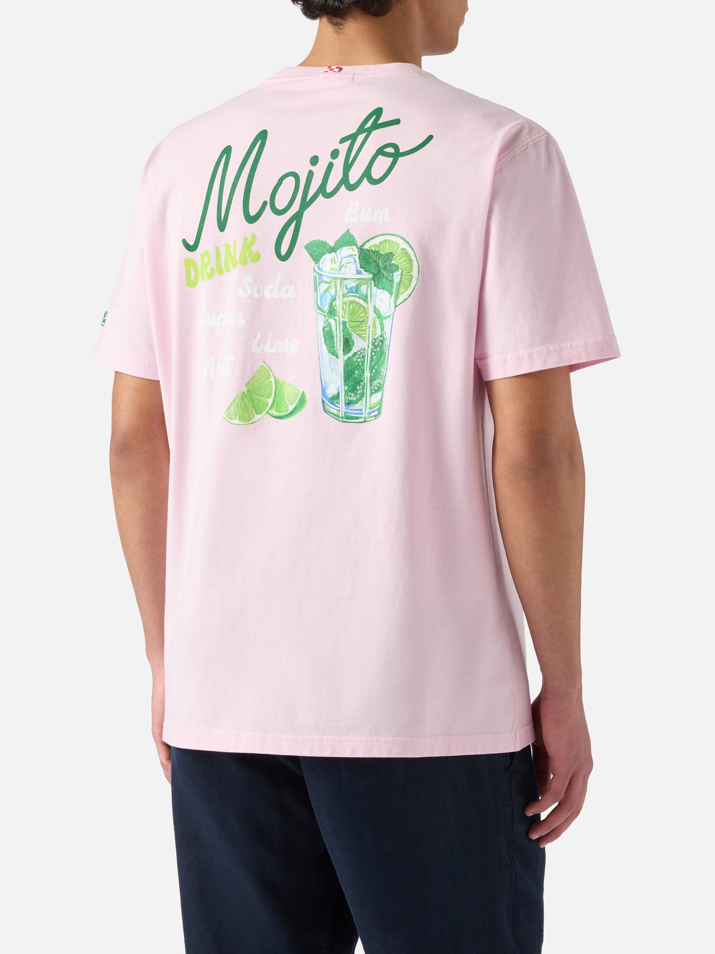 Pink Portland t-shirt with Mojito Drink illustration