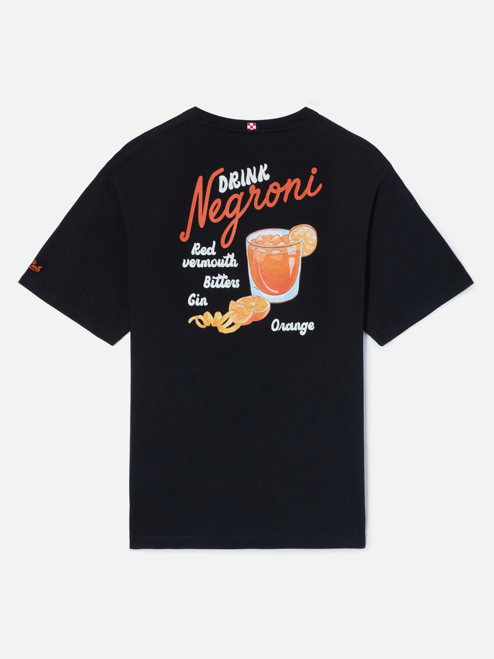 T-shirt Portland nera con illustrazione Negroni Drink