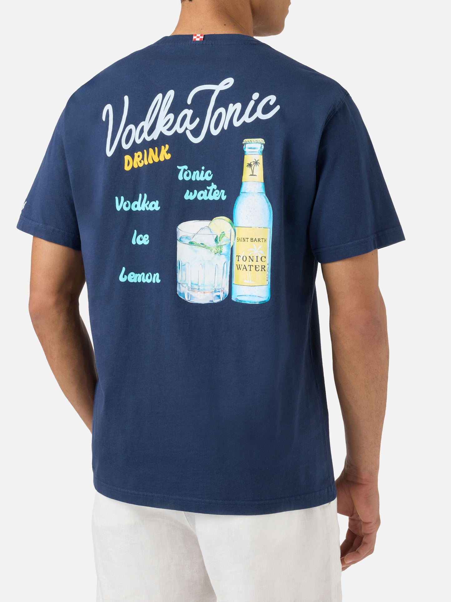 Blue Portland t-shirt with Vodka Tonic Drink illustration
