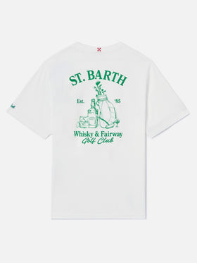White Portland t-shirt with Whisky & Fairway Golf Club illustration