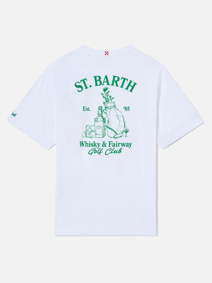 T-shirt Portland bianca con illustrazione Whisky & Fairway Golf Club