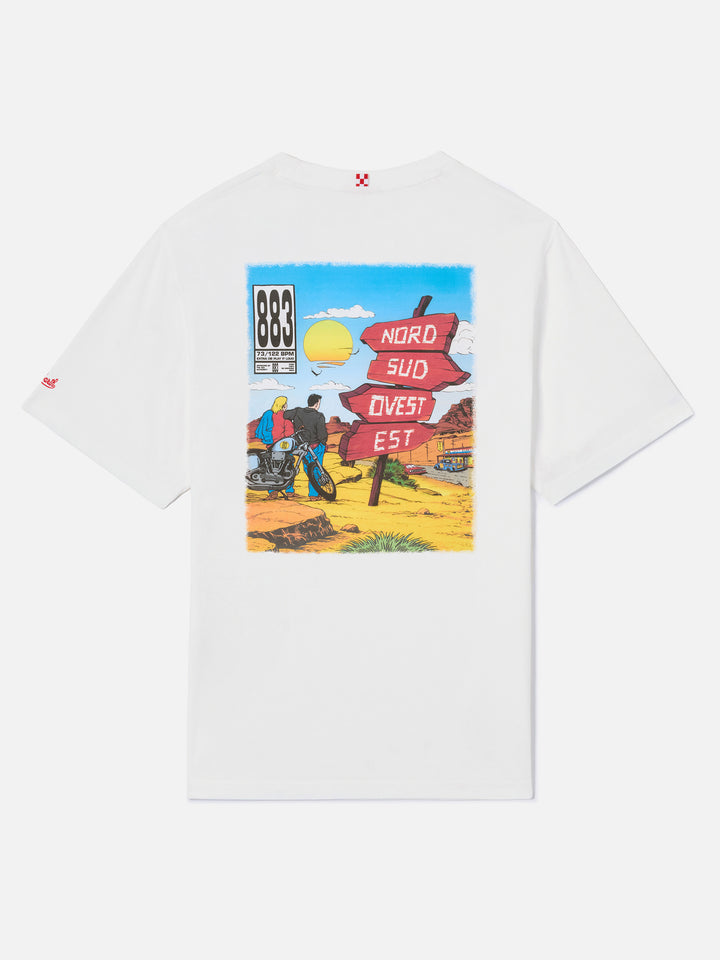 White portland t-shirt with Nord Sud Ovest Est print | 883 SPECIAL EDITION