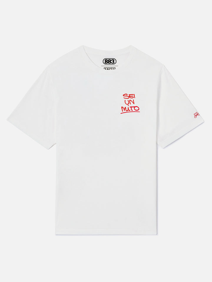 White portland t-shirt with Sei un mito graphic | 883 SPECIAL EDITION