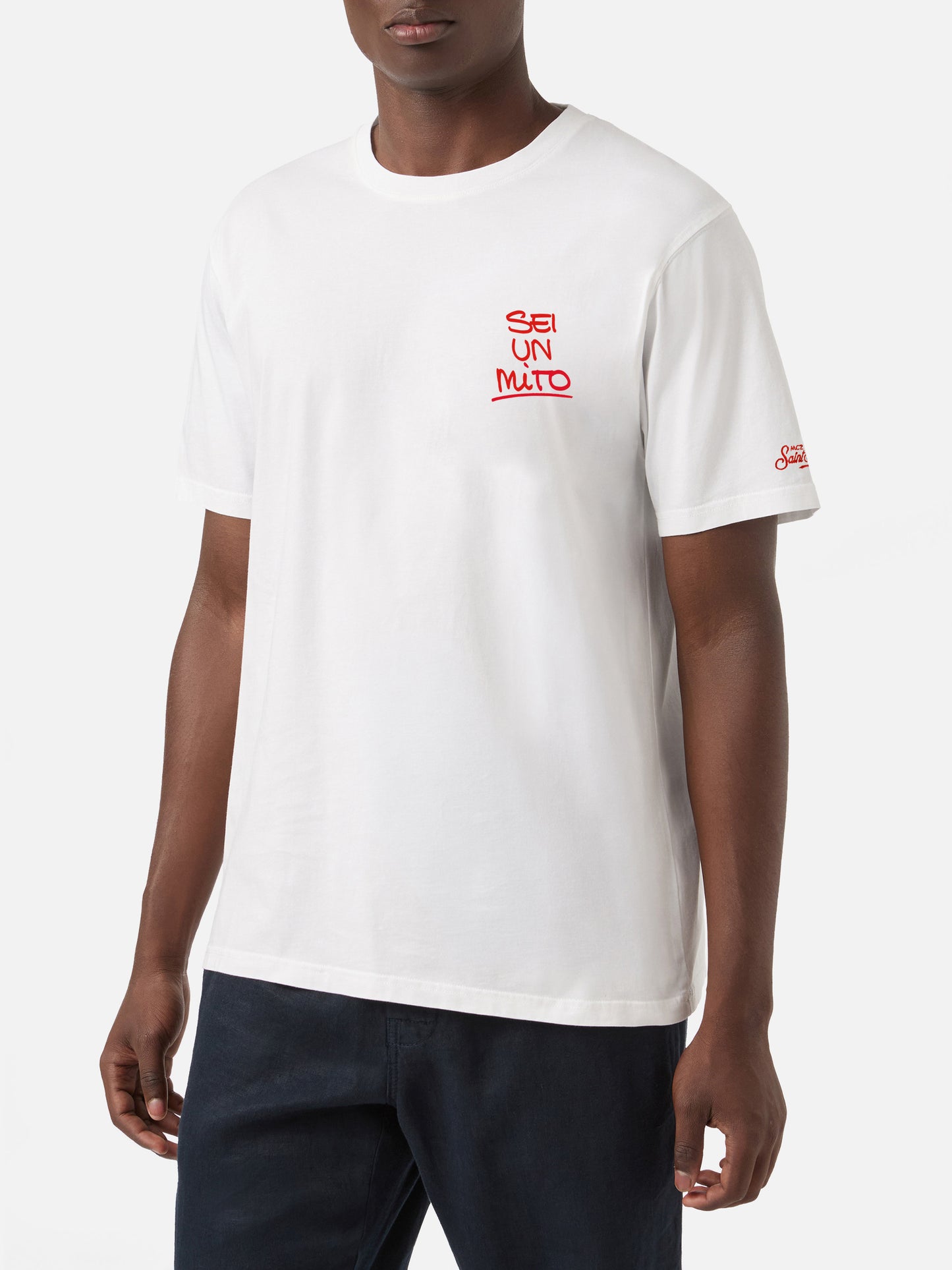 White portland t-shirt with Sei un mito graphic | Special Edition