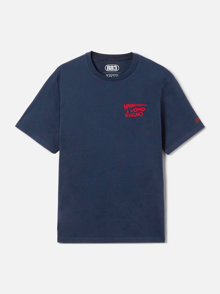 Blue portland t-shirt with Hanno ucciso l’uomo ragno graphic | 883 SPECIAL EDITION
