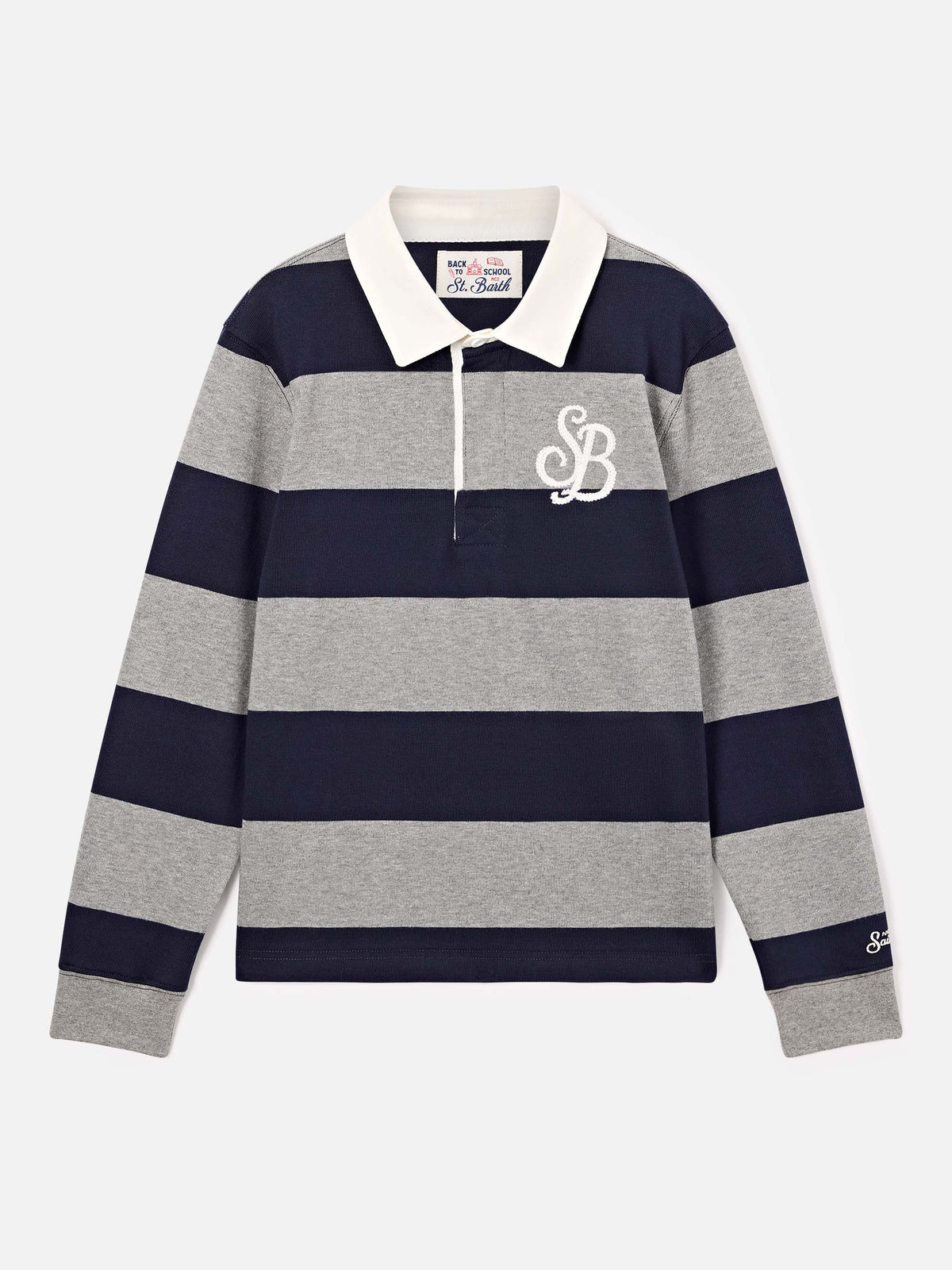 Polo de rugby en coton Quarterback rayé avec imprimé Mickey Mouse au dos | Special edition 
