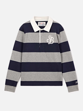 Polo de rugby en coton Quarterback rayé avec imprimé Mickey Mouse au dos | Special edition 