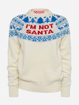 Weißer Pullover New Queen mit I’m not Santa Jacquard