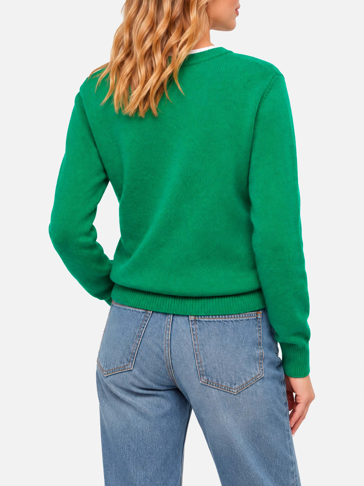 Nuevo jersey cepillado verde New Queen con bordado Love or not 