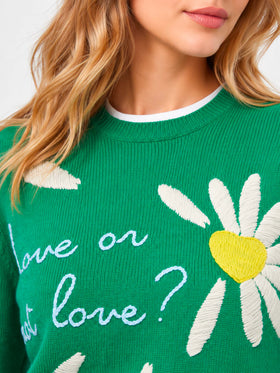 Nuevo jersey cepillado verde New Queen con bordado Love or not 